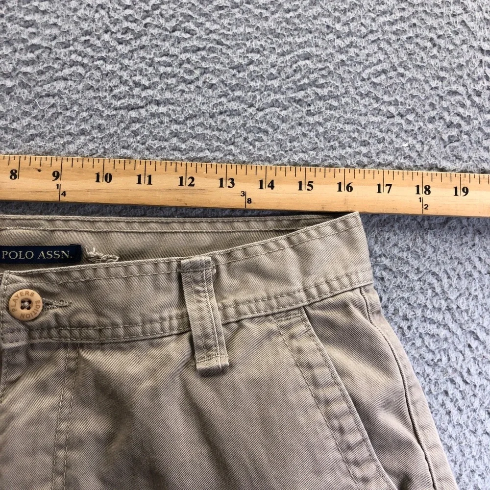 Vintage US Polo Assn Sorts Mens 32 Khaki Cargo Baggy Embroidered Logo Y2k Skater